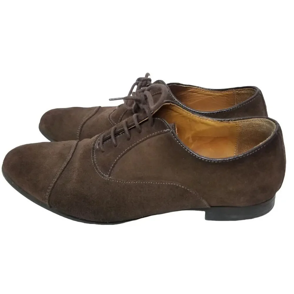 Zara Mens Brown Leather Oxford Dress Shoes Size 8 (41EU) Career Corp Wedding